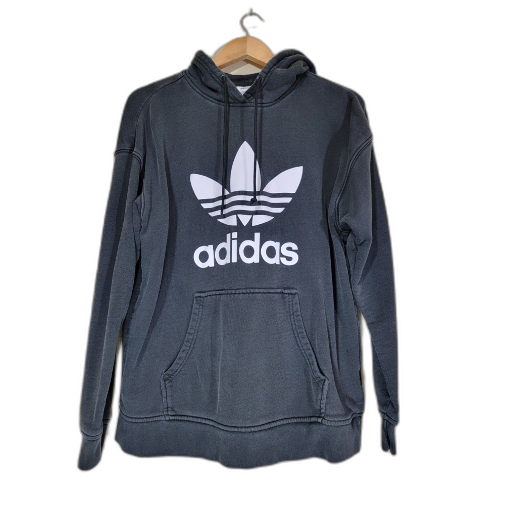 Adidas Grey Hoodie Sweatshirt - Medium